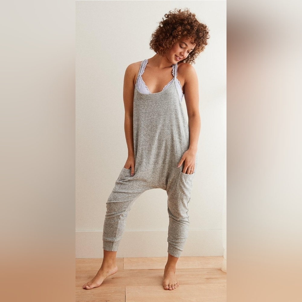 Aerie Gray Plush Easy Tank Jumpsuit | Size X-Small/Small